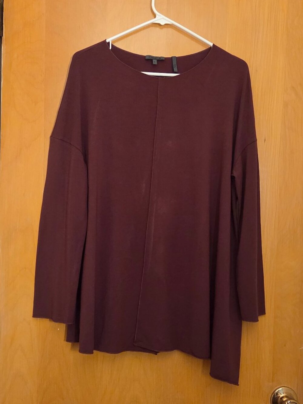 OSKA Pullover Tunic Top Size 1 Womens S/M 6/8 Burgundy Wine Red Viscose Stretch
